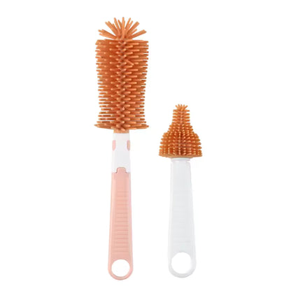 Goupillon Biberon Silicone | Tête Rotative 360° | Embout Tétine Intégré