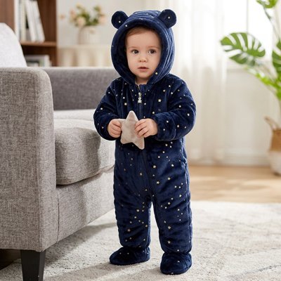 Combinaison chaud et doux pour bébé ourson ou étoile Bébé Bambin - Bébé Bambin