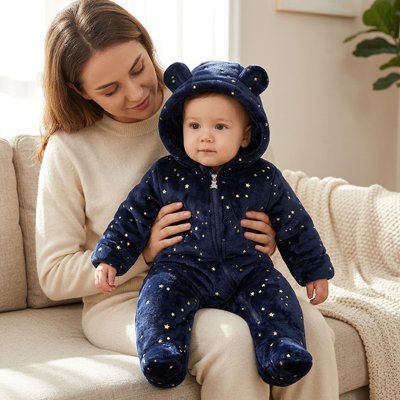 Combinaison chaud et doux pour bébé ourson ou étoile Bébé Bambin - Bébé Bambin