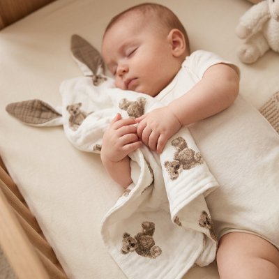 Doudou bébé ourson ultra-doux double texture éveil sensoriel – Bébé Bambin - Bébé Bambin