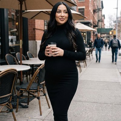 Robe de maternité élégante et longue avec un tissus extensible et souple - Bébé Bambin