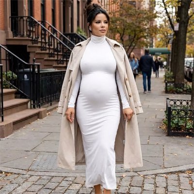 Robe de maternité élégante et longue avec un tissus extensible et souple - Bébé Bambin