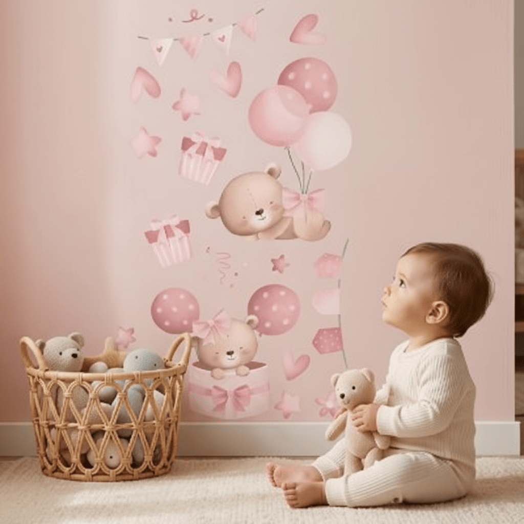Stickers autocollant muraux chambre | Jouons petits ours - Bébé Bambin